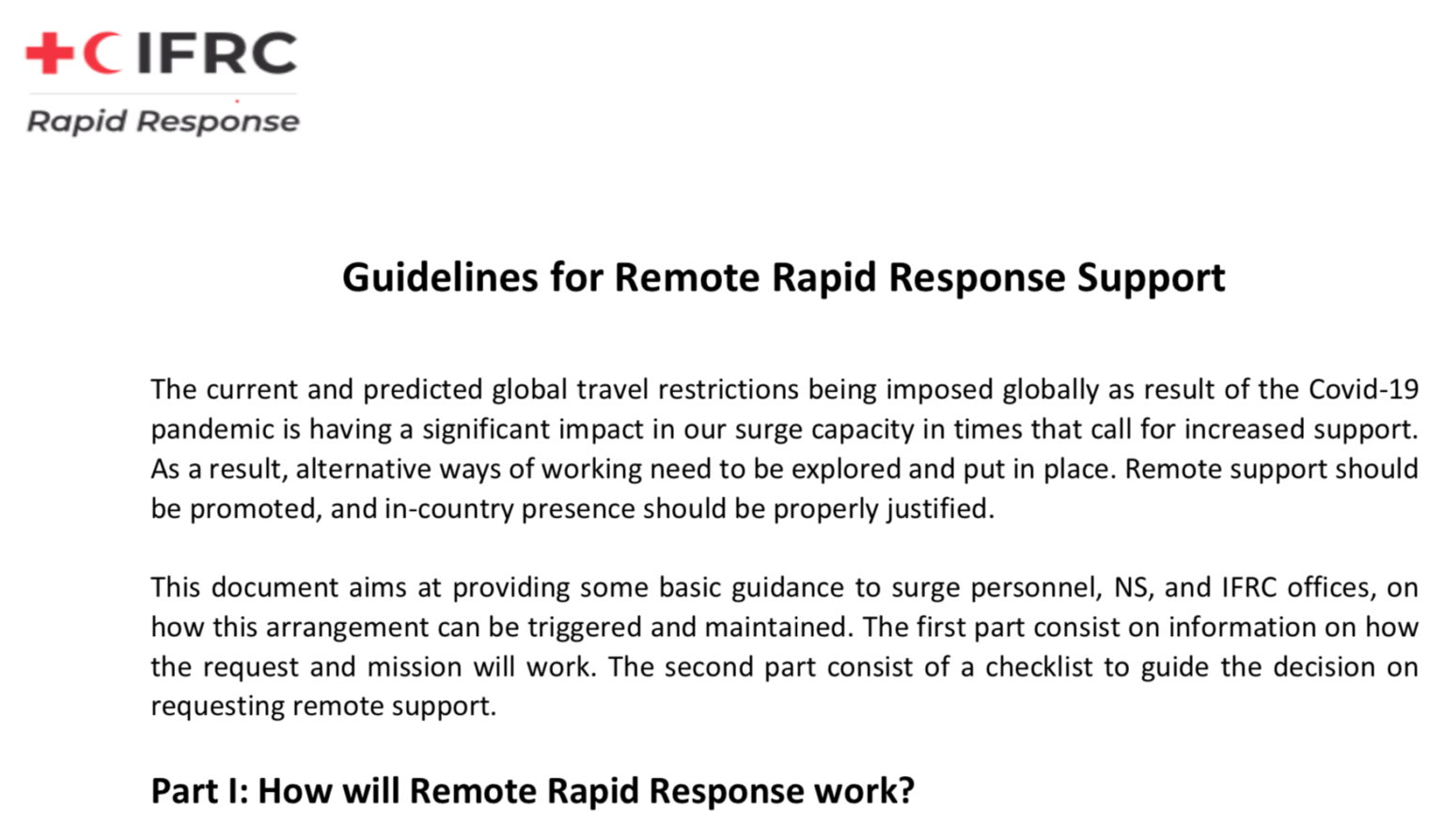 Guidelines For Remote Rapid Response Support Preparecenter