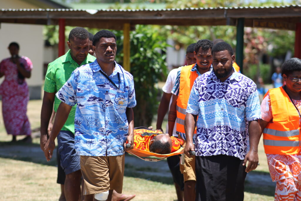Community members participate in an evacuation drill exercise, Moala Village, Fiji. Source: IFRC