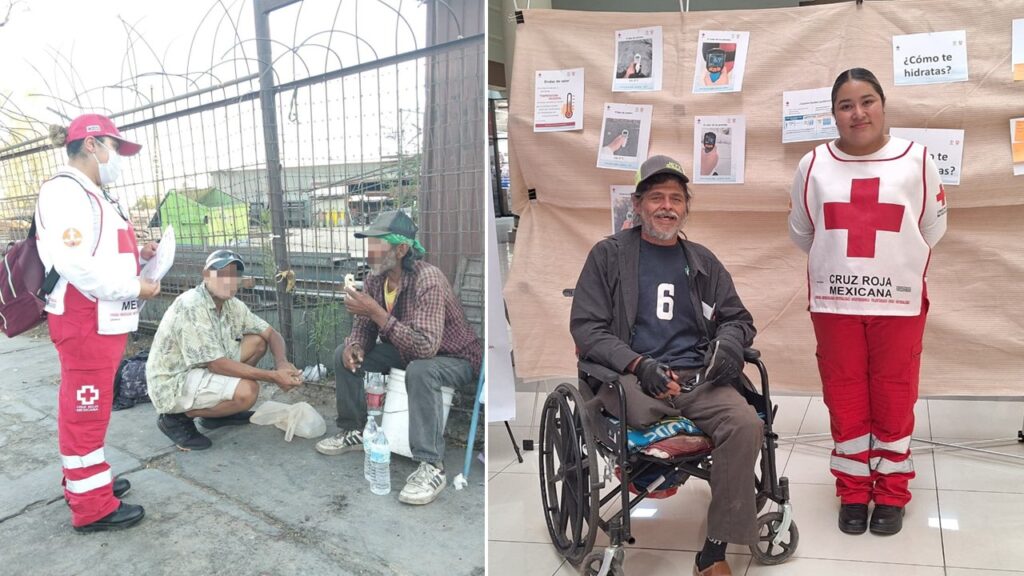Raising awareness of extreme heat with vulnerable groups in Mexicali, including persons with disabilities and persons experiencing homelessness. Source: Mexican Red Cross